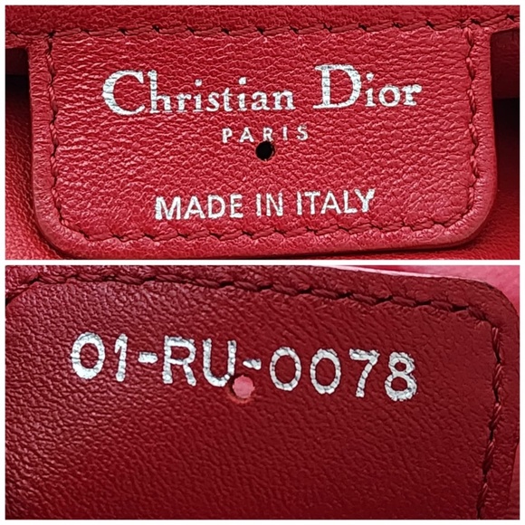Authentic Christian Dior Lambskin Lady Dior Tote Red - Picture 8 of 15